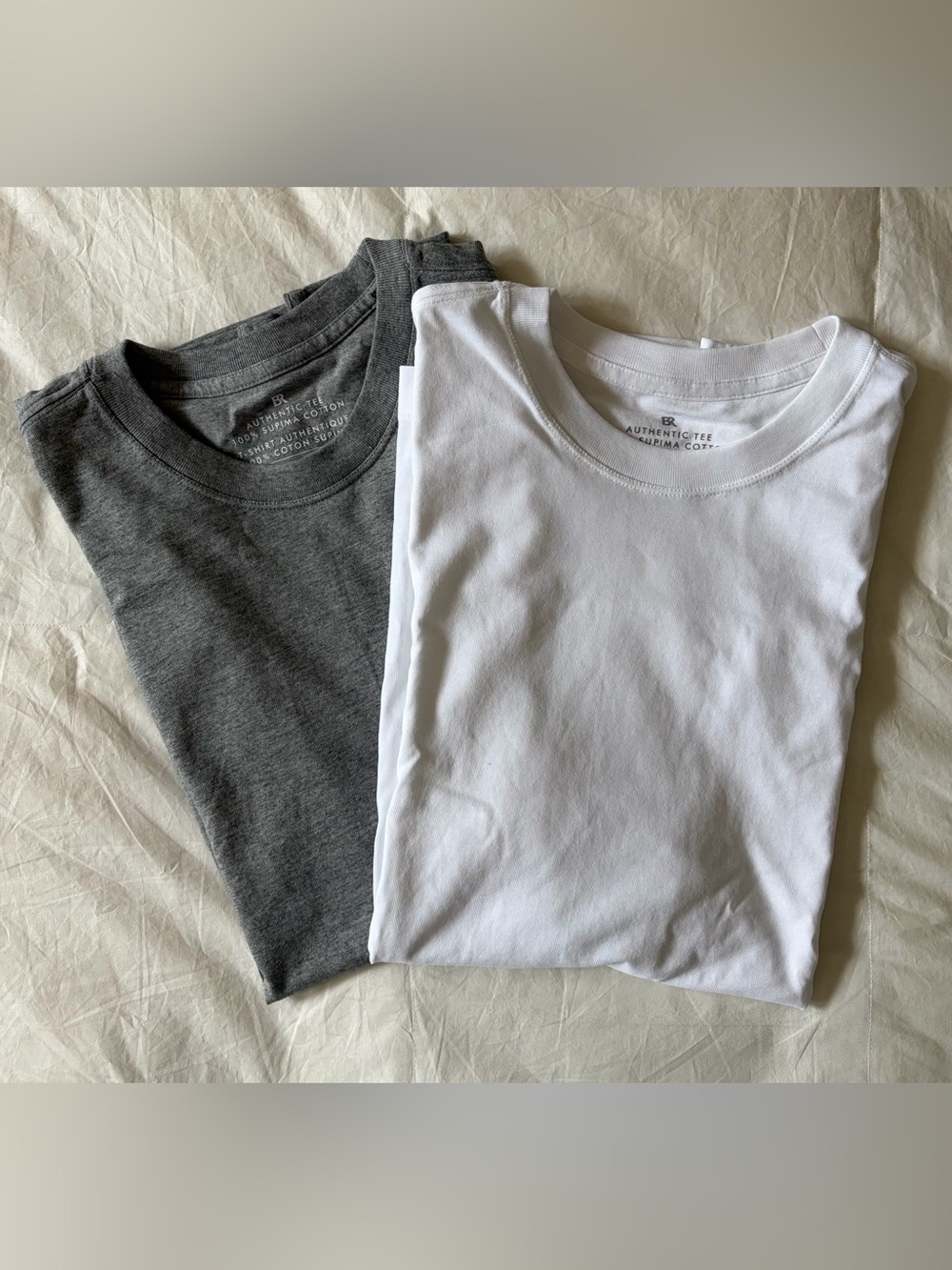 Banana Republic Men’s Short Sleeve Crew Neck Tee - White & Charcoal